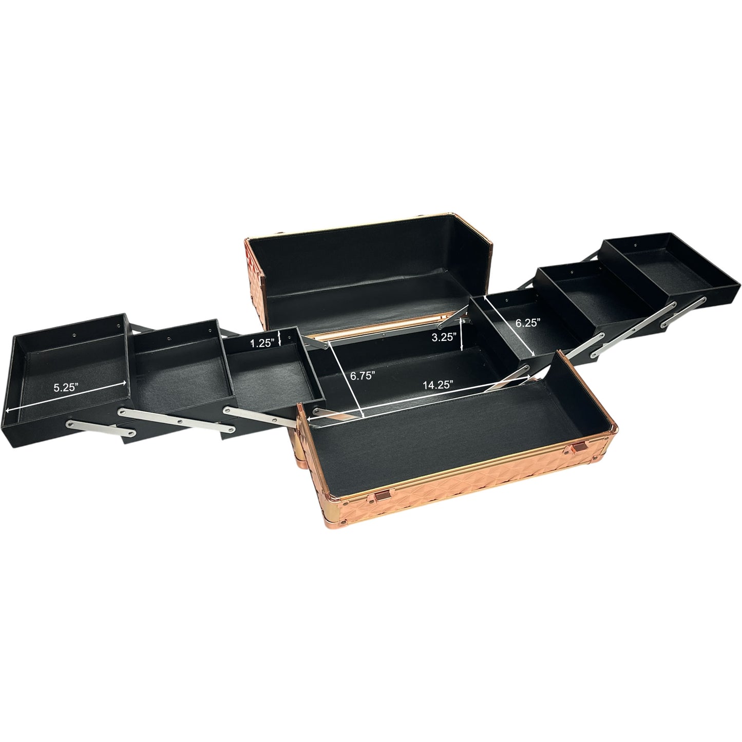 VER Beauty Aluminum Makeup Train Case – Professional Cosmetic Organizer with 6 Accordion Trays & Key‑Lock Latches