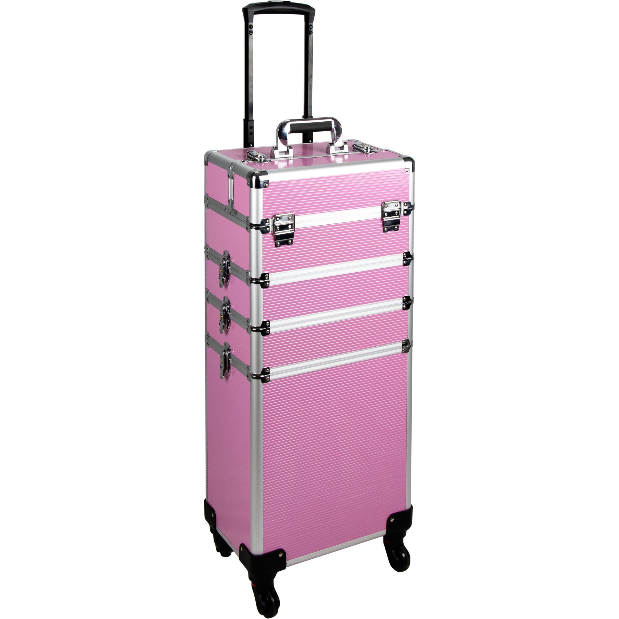 VER Beauty VT020 9-in-1 Profi Make-up Rollkoffer – Großer Organizer Mit Wechselfächern & Abschließbar, Aluminium, Für MUA & Reise