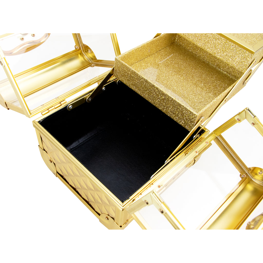 Dell'Unita Armored Acrylic Case with 2 Trays and Mirror by Ver Beauty-VK005 - eBest Makeup Cases
