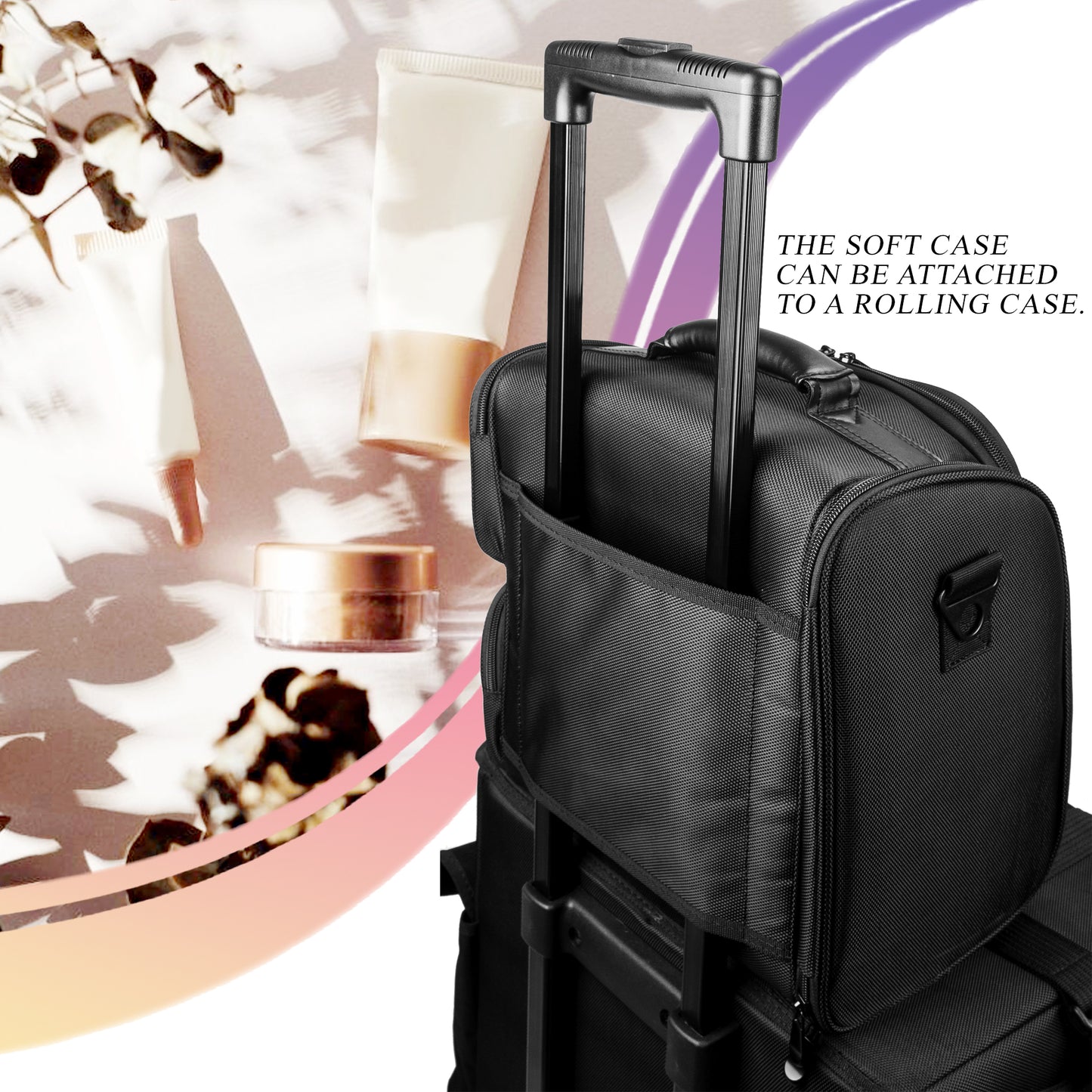 VER Beauty Professional Soft‑Sided Travel Makeup Case with Clear Bags & Multi‑Pockets