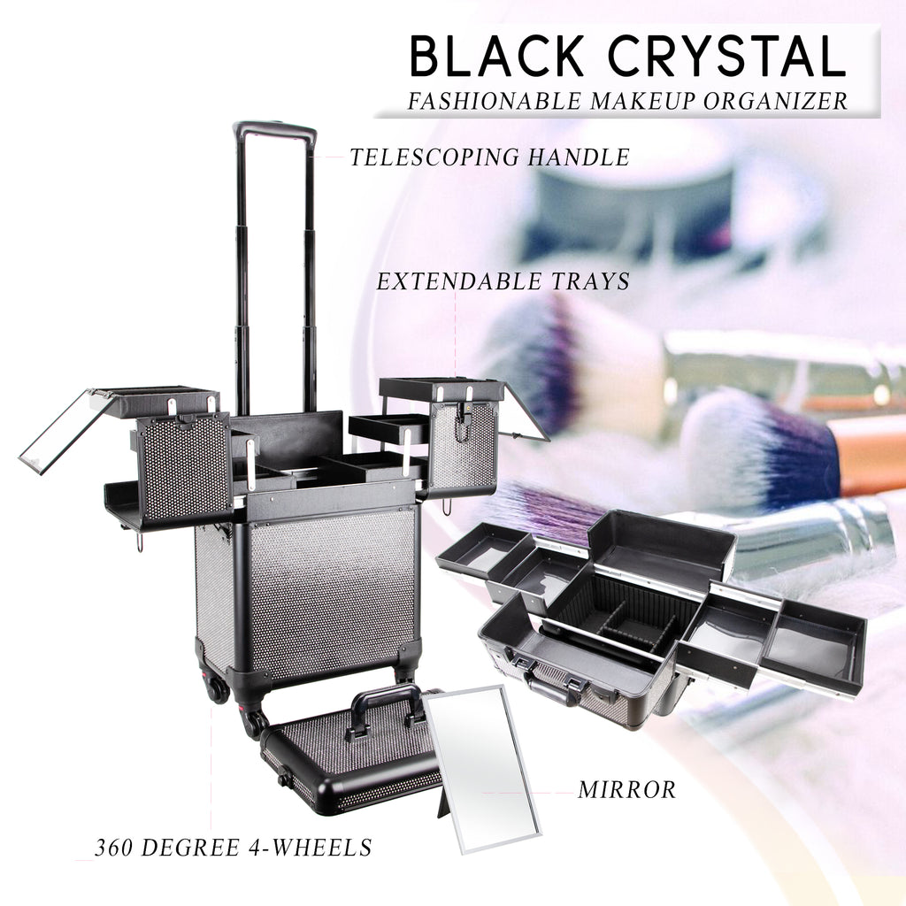 Del Leone Rolling Makeup Case in Black Krystal-VT004