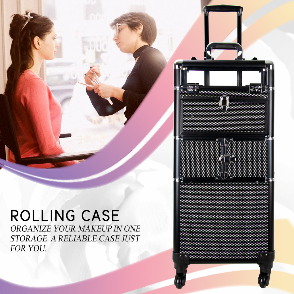 Centani Professional 4 Wheels Rolling Makeup Nail Case with Drawer and Extendable Trays by Ver Beauty-VT005