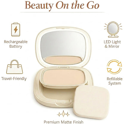 VER Beauty LED Mirror Pressed Powder Compact – Light Medium Neutral