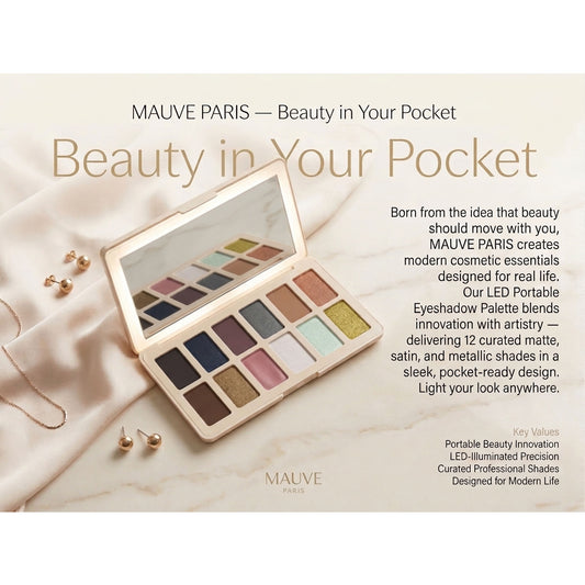 VER Beauty 12‑Color Eyeshadow Palette with USB‑C LED Mirror — Long‑Wear, High Pigment, Clean Beauty