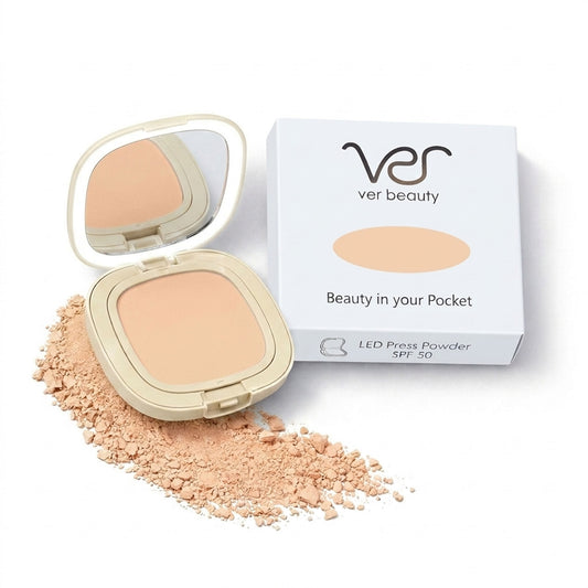 VER Beauty LED Mirror Pressed Powder Compact – Intense Medium Neutral