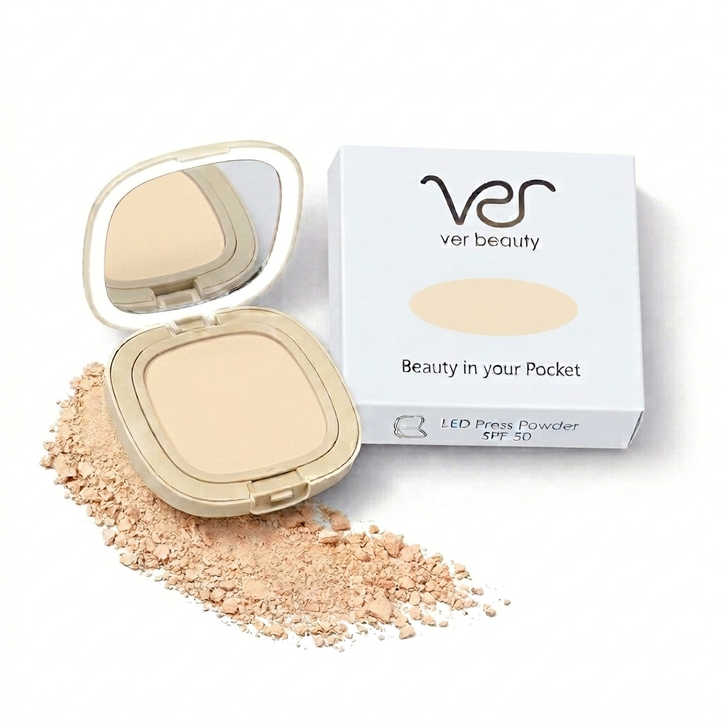 VER Beauty LED Mirror Pressed Powder Compact – Light Medium Neutral