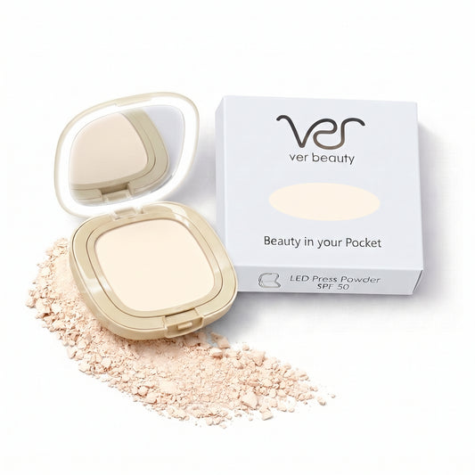VER Beauty LED Mirror Pressed Powder Compact – Light Neutral