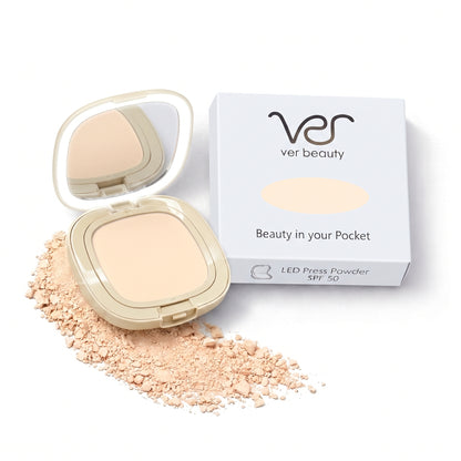 VER Beauty LED Mirror Pressed Powder Compact – Medium Neutral