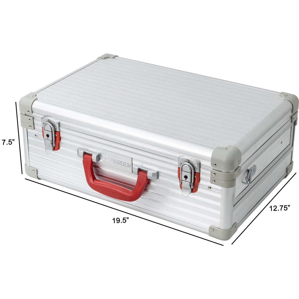 Professional Portable Barber Case for 6 Clippers Sliding Tray and Supplies by JC Barber - JBC005