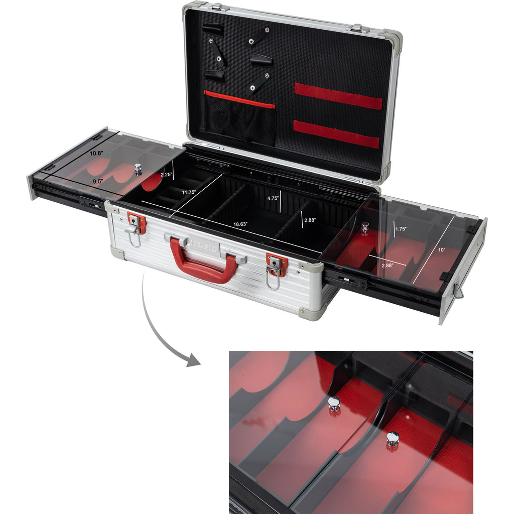 Professional Portable Barber Case for 6 Clippers Sliding Tray and Supplies by JC Barber - JBC005