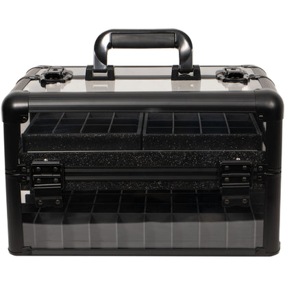 VER Beauty Clear Acrylic Makeup Train Case – Removable Foundation Holders & Slide-Out Trays