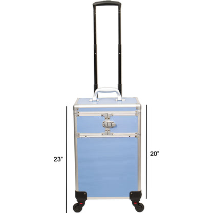 7-in-1 Four Wheels Professional Rolling Makeup Nail Tech Case with Clear Panel Nail Polishes Holder and Removable Tray by VER Beauty - JMT002