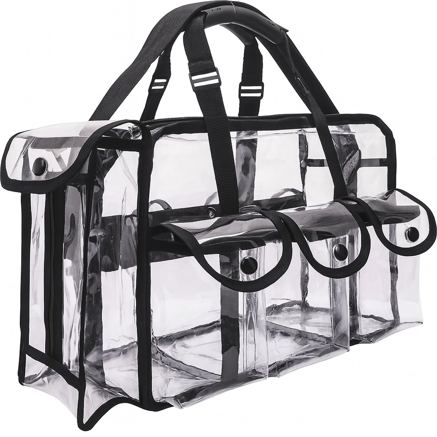 VER Beauty Clear Vinyl Shoulder Bag – 6-Pocket Transparent Organizer