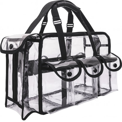 VER Beauty Clear Vinyl Shoulder Bag – 6-Pocket Transparent Organizer