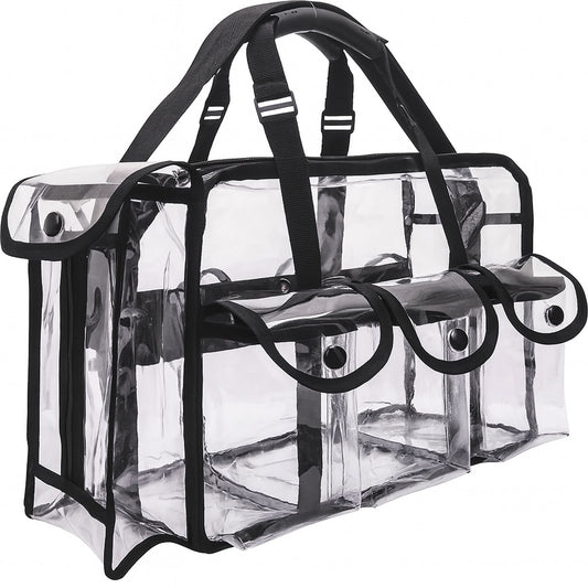 VER Beauty Clear Vinyl Shoulder Bag – 6-Pocket Transparent Organizer