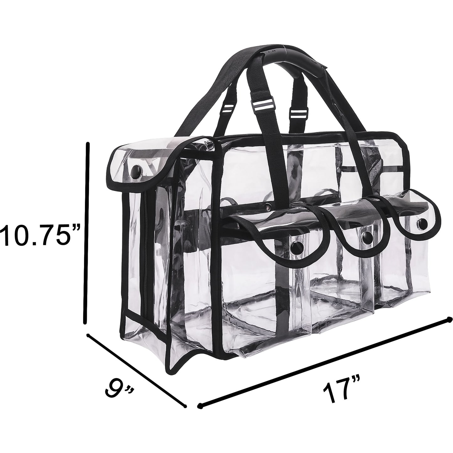 VER Beauty Clear Vinyl Shoulder Bag – 6-Pocket Transparent Organizer