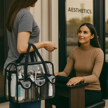 VER Beauty Clear Vinyl Shoulder Bag – 6-Pocket Transparent Organizer