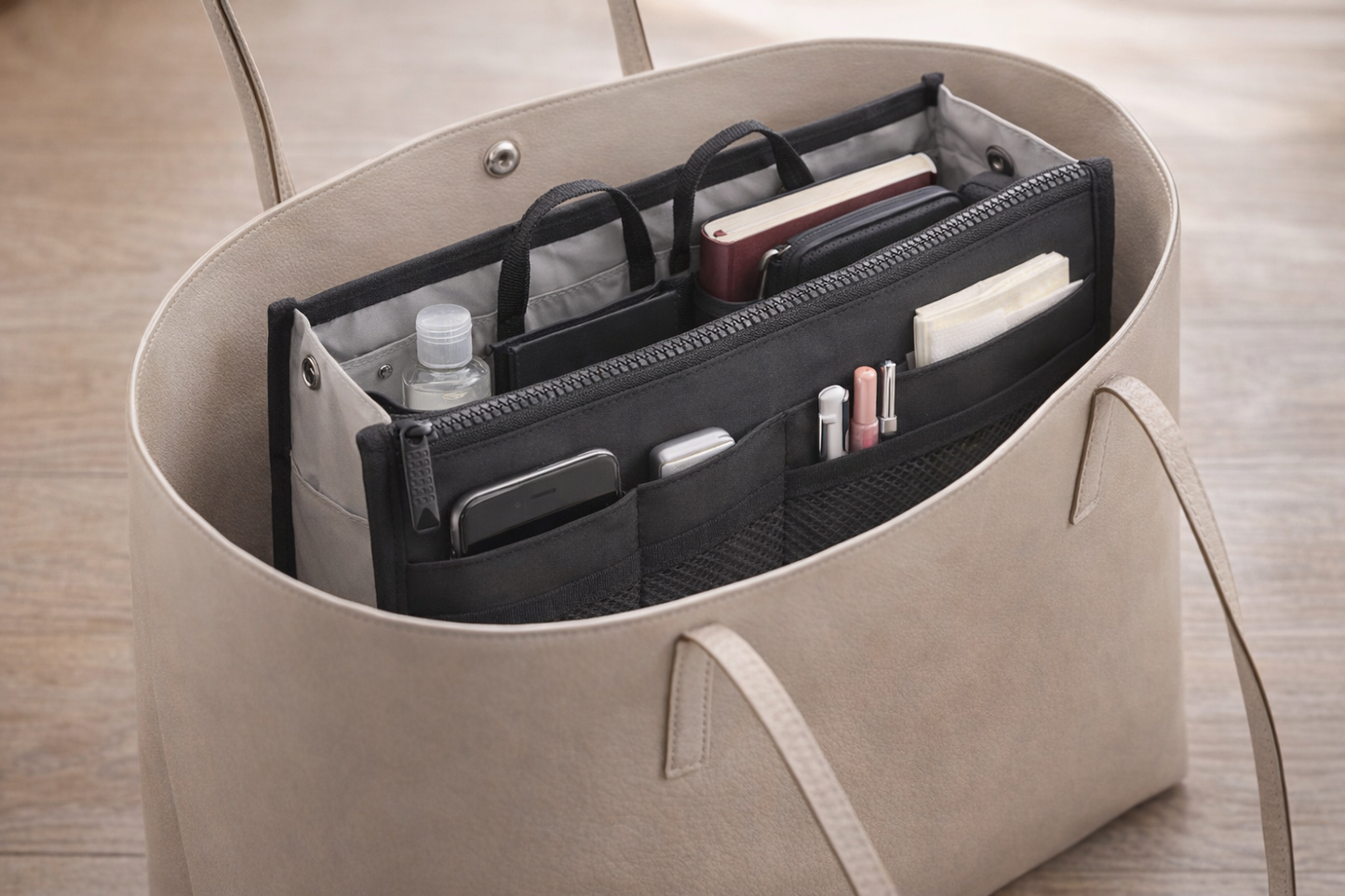 VER Beauty Handbag Organizer Insert – Expandable Multi-Pocket Purse Organizer