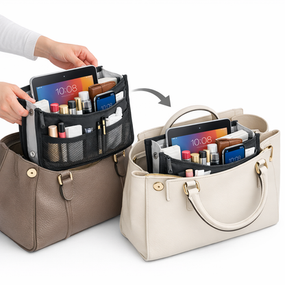 VER Beauty Handbag Organizer Insert – Expandable Multi-Pocket Purse Organizer