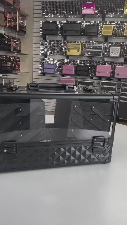 VER Beauty Premium Aluminum & Acrylic Makeup Train Case – 6‑Tier Accordion Trays, Locking Cosmetic Organizer, Heavy‑Duty Travel Storage