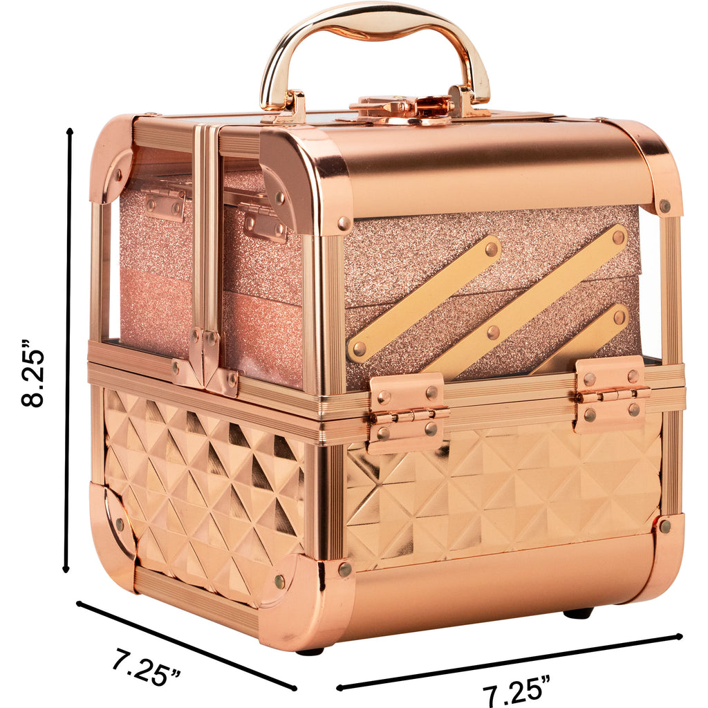 VER Beauty Dell'Unita Armored Acrylic Travel Case with 2 Extendable Trays, Lockable and Mirror