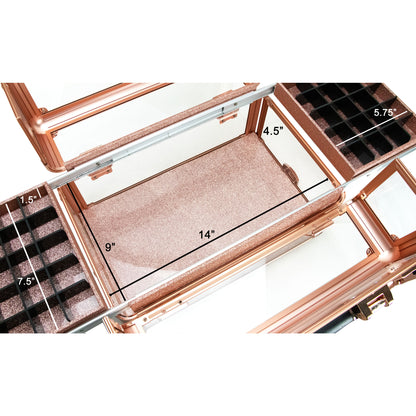 VER Beauty Clear Acrylic Makeup Train Case – Removable Foundation Holders & Slide-Out Trays