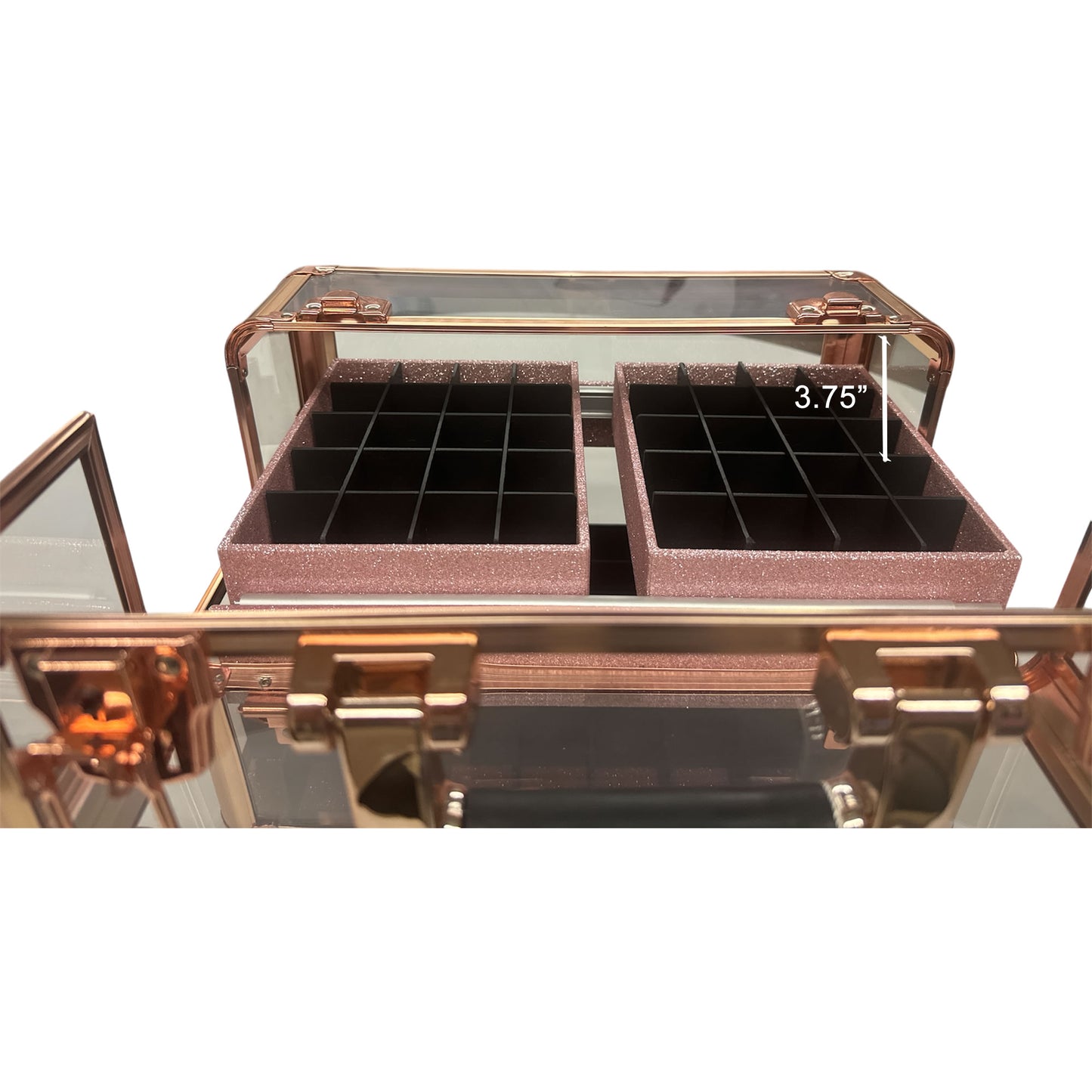 VER Beauty Clear Acrylic Makeup Train Case – Removable Foundation Holders & Slide-Out Trays
