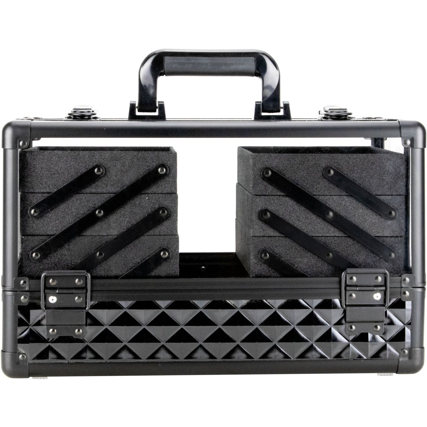 VER Beauty Aluminum & Acrylic Makeup Train Case – 6-Tier Accordion Trays & Locking Organizer