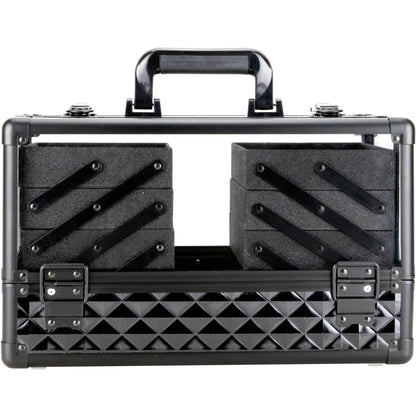 VER Beauty Aluminum & Acrylic Makeup Train Case – 6-Tier Accordion Trays & Locking Organizer