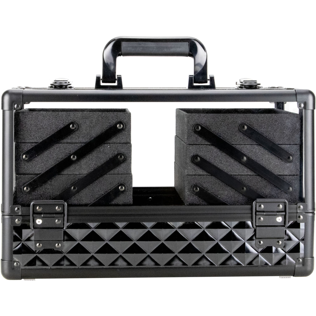 VER Beauty Armored Acrylic Large Portable Cosmetic Case 6 Tier Trays Professional Makeup Train Storage Organizer Box Make Up Carrier Lockable Key