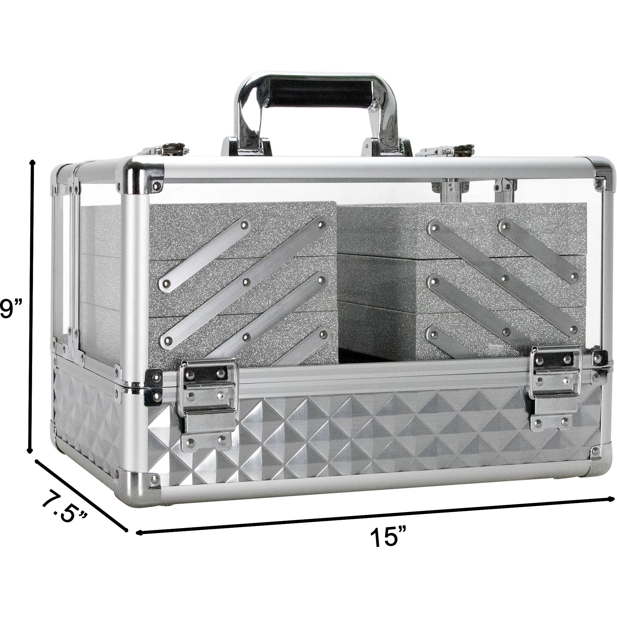 アトリエレザン　メイクボックス VER Beauty Aluminum & Acrylic Makeup Train Case – 6-Tier Accordion