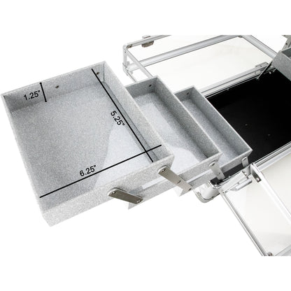VER Beauty Aluminum & Acrylic Makeup Train Case – 6-Tier Accordion Trays & Locking Organizer