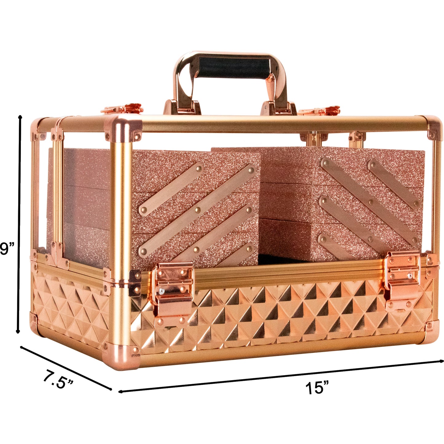 VER Beauty Premium Aluminum & Acrylic Makeup Train Case – 6‑Tier Accordion Trays, Locking Cosmetic Organizer, Heavy‑Duty Travel Storage