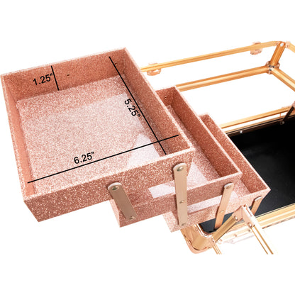 VER Beauty Premium Aluminum & Acrylic Makeup Train Case – 6‑Tier Accordion Trays, Locking Cosmetic Organizer, Heavy‑Duty Travel Storage