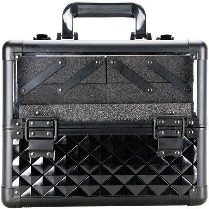 VER Beauty Aluminum Makeup Train Case with Clear Armored Top, 4 Sliding Trays