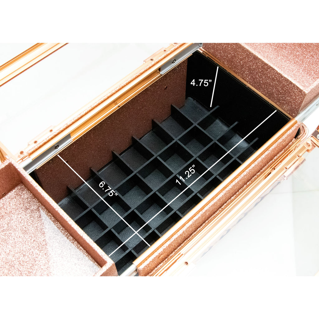 Del Ronco Armored Acrylic Makeup & Nail Artist Case with 4 Extendable Trays by Ver Beauty