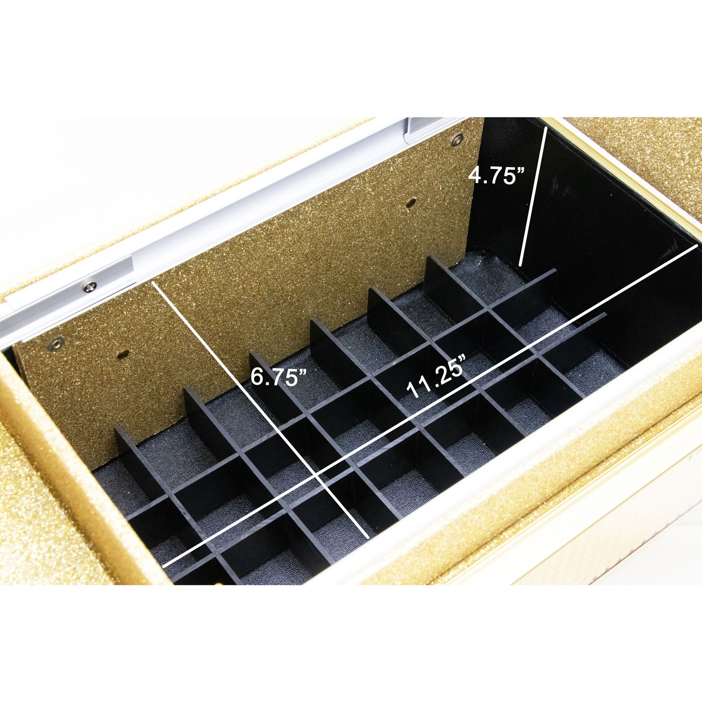 Gold Ice Cube Aluminum Makeup Train Case with Clear Armored Top & 4 Trays