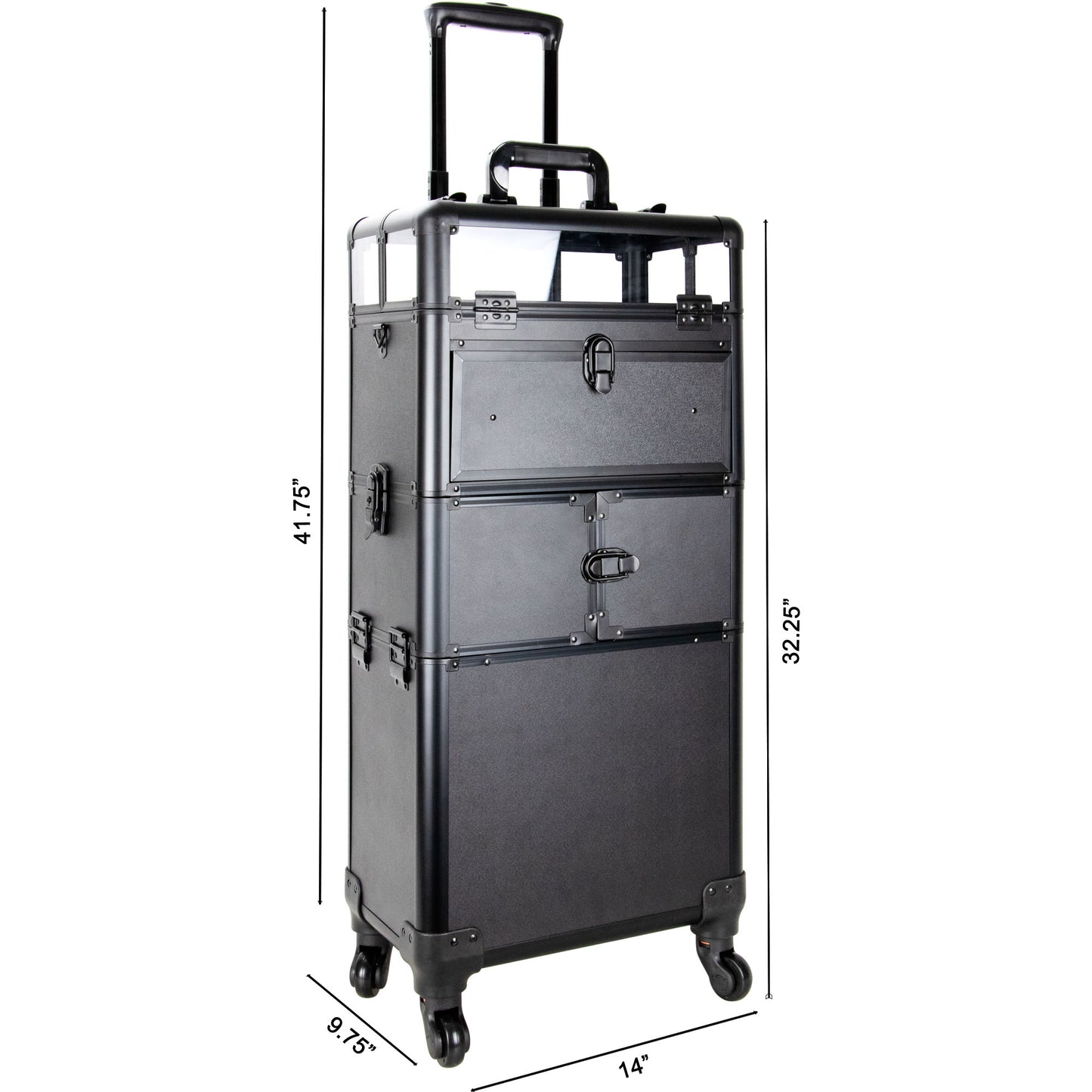 Centani Professional 4 Wheels Rolling Makeup Nail Case with Drawer and Extendable Trays by Ver Beauty-VT005