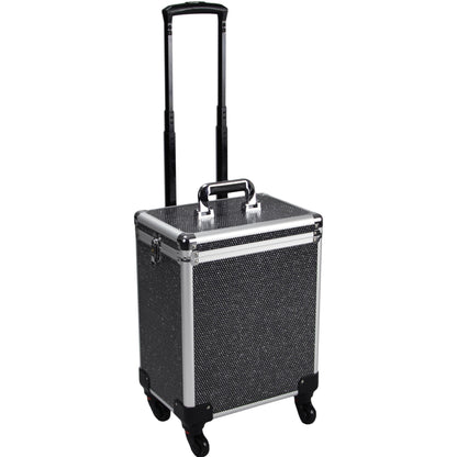 9 in 1 Professional Interchangeable Rolling Makeup Train Case Large Capacity Trolley Travel Storage Cosmetic Organizer Portable Extra Lid Key Swivel Wheels Salon Barber - VT020