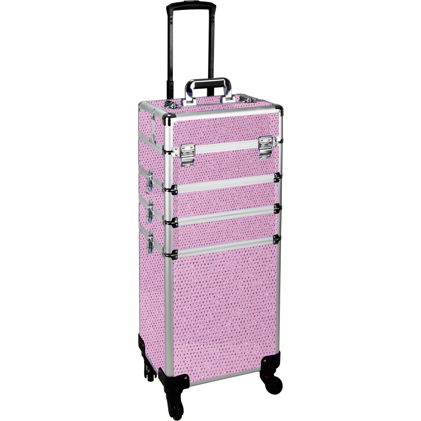 9 in 1 Professional Interchangeable Rolling Makeup Train Case Large Capacity Trolley Travel Storage Cosmetic Organizer Portable Extra Lid Key Swivel Wheels Salon Barber - VT020