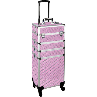 9 in 1 Professional Interchangeable Rolling Makeup Train Case Large Capacity Trolley Travel Storage Cosmetic Organizer Portable Extra Lid Key Swivel Wheels Salon Barber - VT020