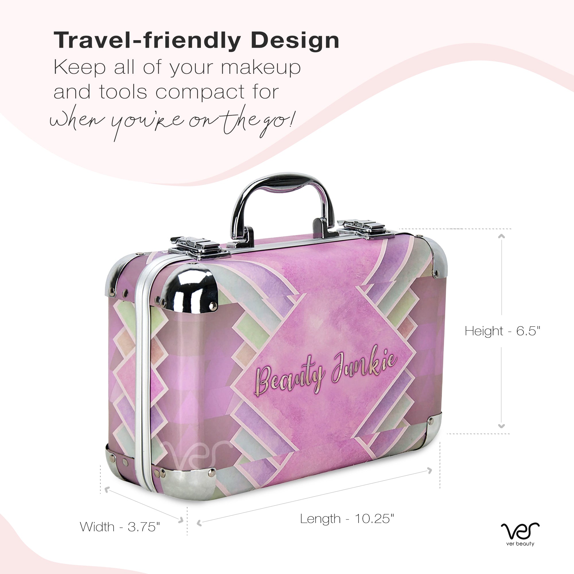 Beauty Junkie Pastel Makeup Case with Full Cosmetic Kit & Mirror