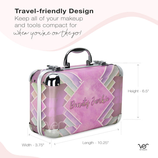 Beauty Junkie Pastel Makeup Case with Full Cosmetic Kit & Mirror