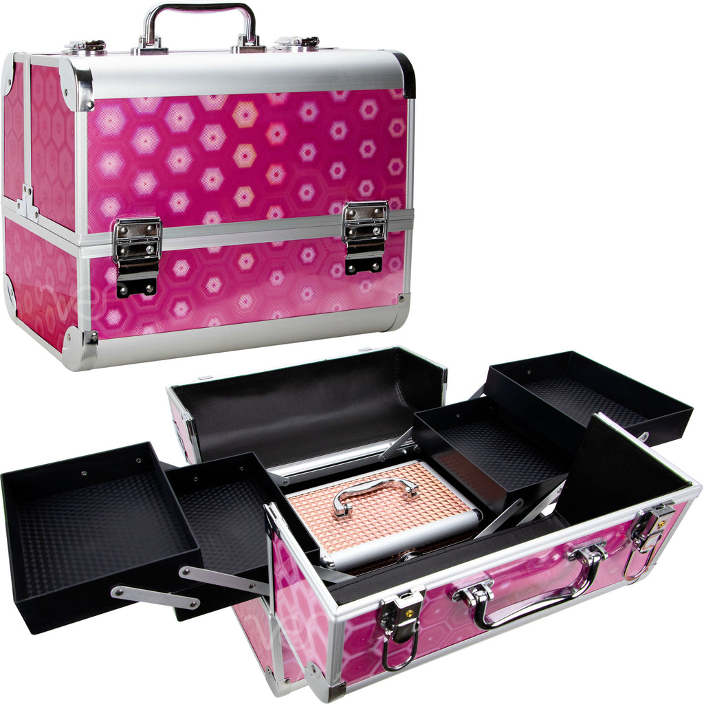 Da Basso 2-in-1 Makeup Case Organizer with 4 Extendable Trays and Mini Travel Case by Ver Beauty