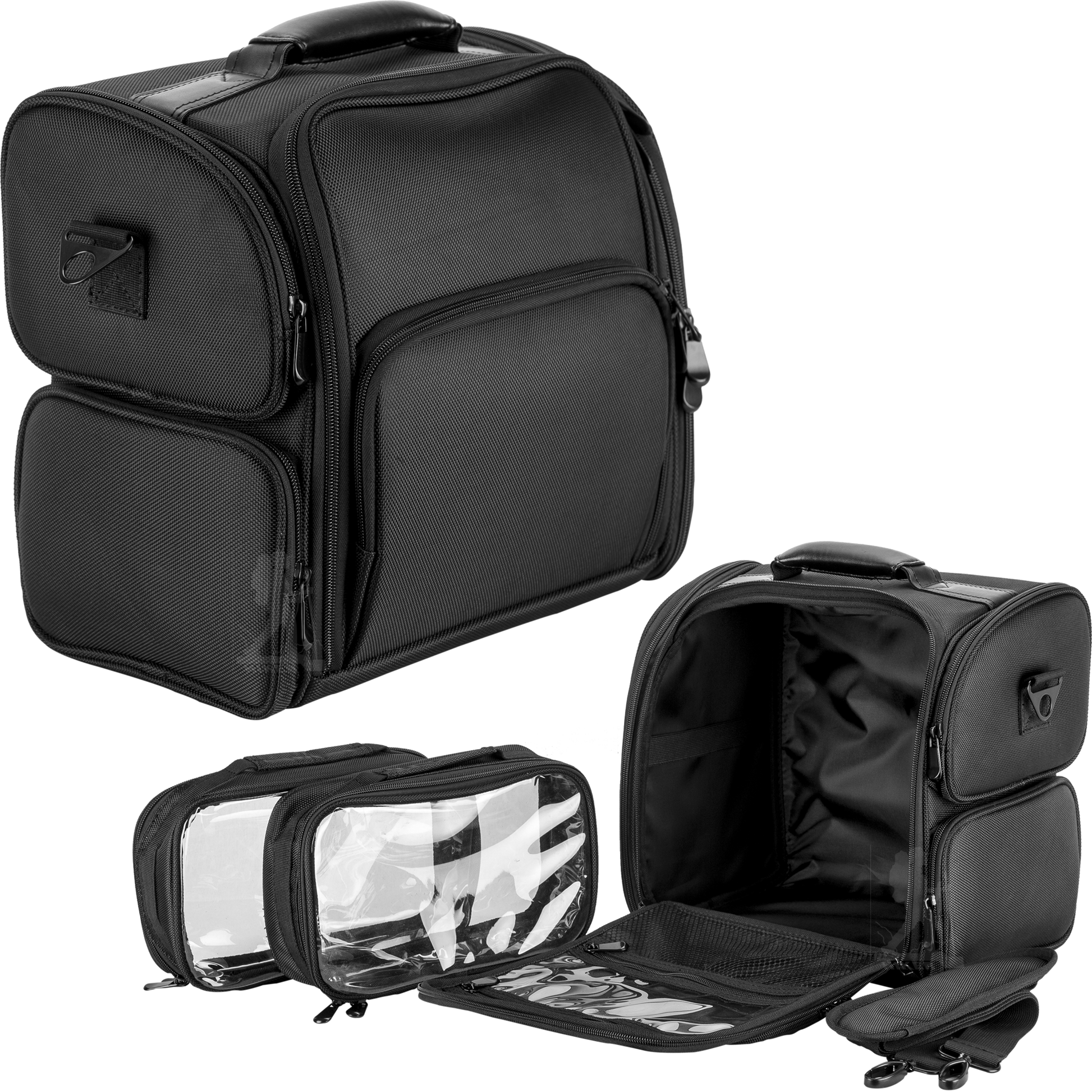 Quintavale Soft Sided Black Nylon Professional Makeup Case by Hiker-HK3603 - eBest Makeup Cases