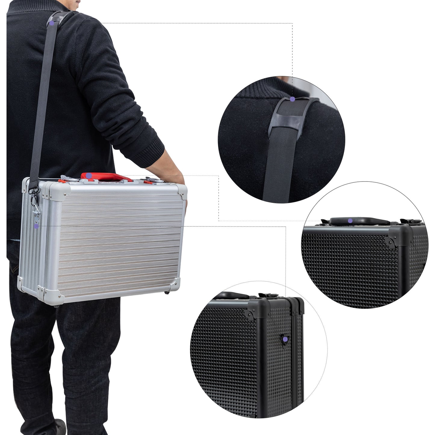 Professional Portable Barber Case for 4 Clippers and Supplies by JC Barber - JBC001