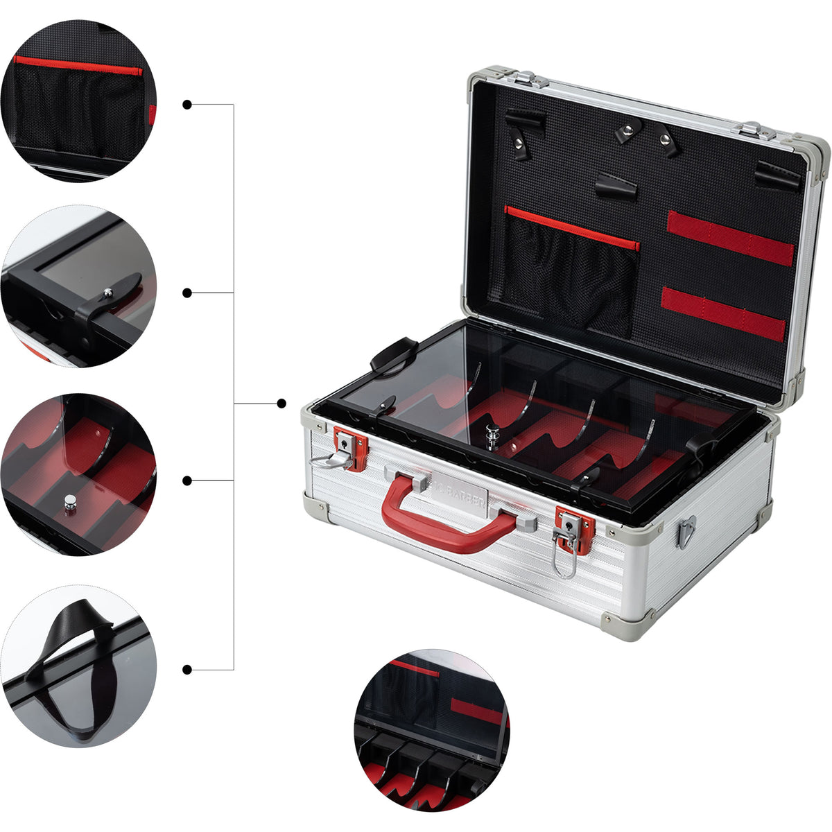 Professional Portable Barber Case for 5 Clippers and Supplies by JC Barber - JBC002