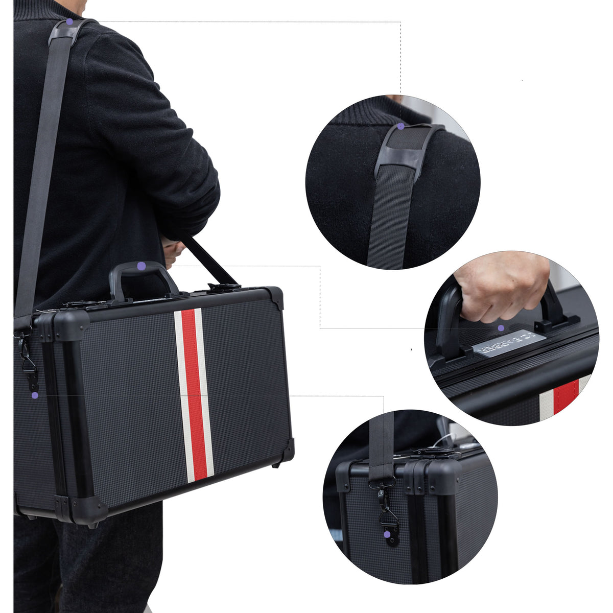 Professional Portable Barber Case for 6 Clippers and Supplies by JC Barber - JBC004