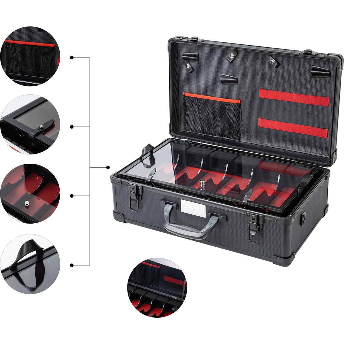 Professional Portable Barber Case for 6 Clippers and Supplies by JC Barber - JBC004