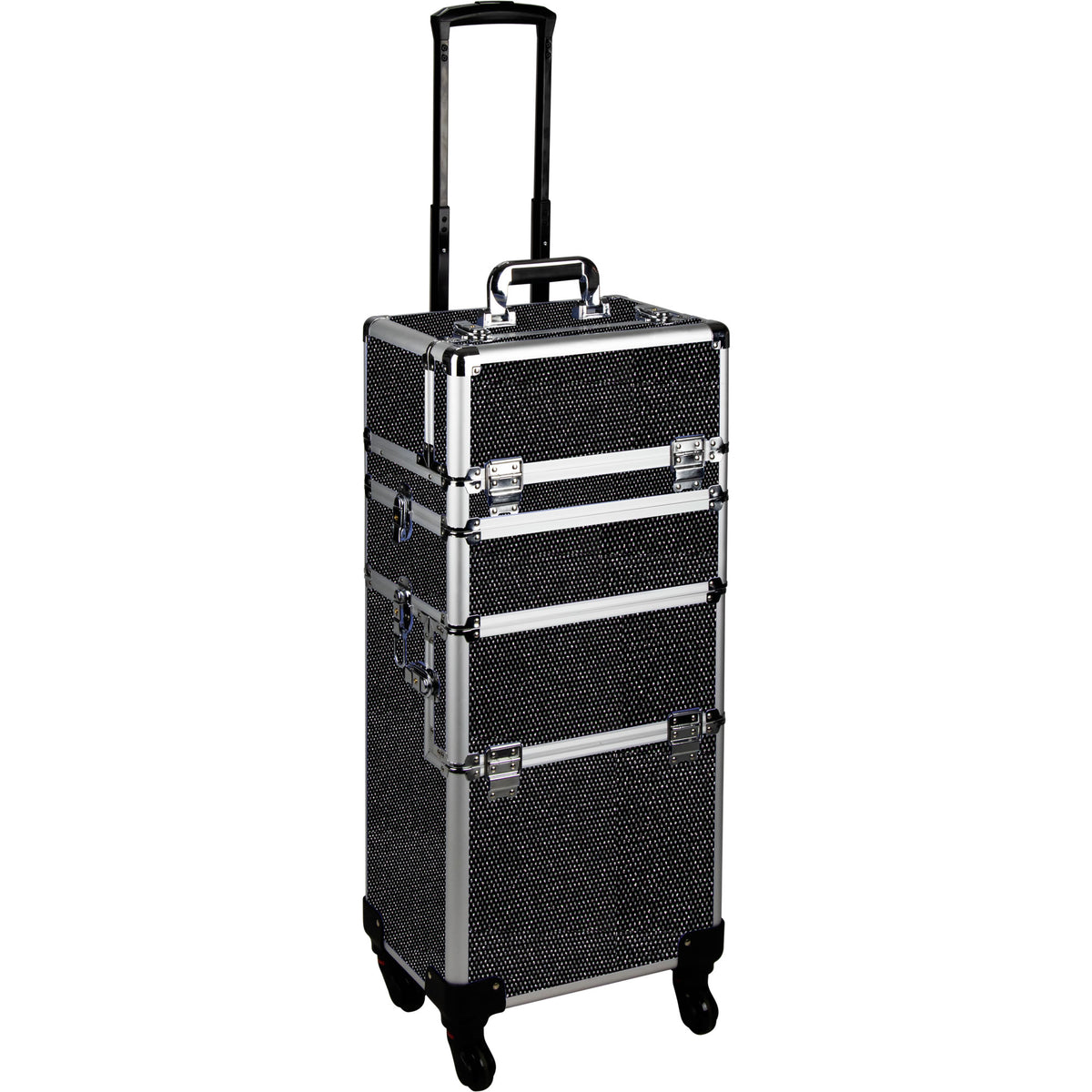 6-in-1 Four Wheels Professional Rolling Makeup Cosmetic Case with Easy Slide Trays and Removable Tray by VER Beauty - JMT001